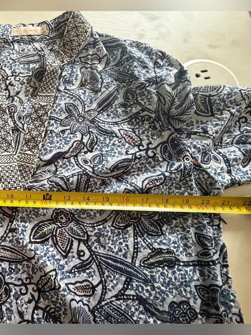 Tory Burch Blue Paisley  100% cotton size M Print Long-Sleeve Blouse